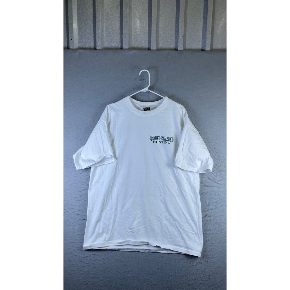 H.L. Miller Gold T-Shirt Mens XL White Coed Naked Hunting Vintage Graphic 14307